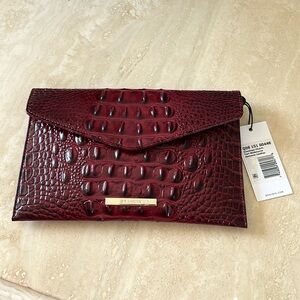 New with tags! Brahmin Dark Red Envelope Clutch Tart Melbourne Genuine Leather